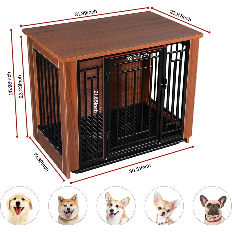 Decorative Dog Kennels End Table Wooden Pet Crate Furniture For Indoor Use