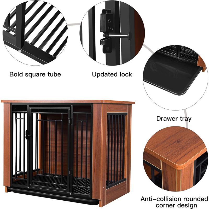 Decorative Dog Kennels End Table Wooden Pet Crate Furniture For Indoor Use