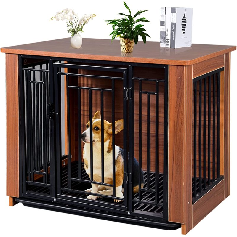 Decorative Dog Kennels End Table Wooden Pet Crate Furniture For Indoor Use
