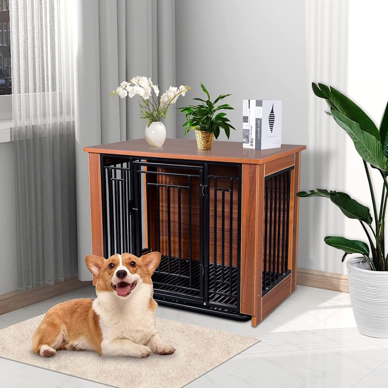 Decorative Dog Kennels End Table Wooden Pet Crate Furniture For Indoor Use