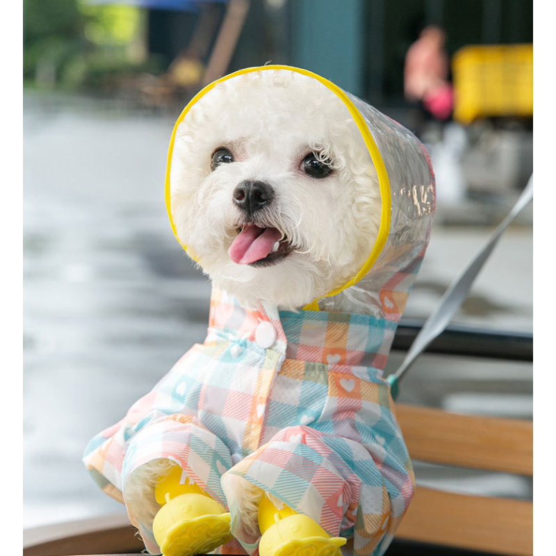 Dog Adorable Raincoat Pet Waterproof 4 Legs Rain coat with Hood  Dog Poncho for Small Medium  Dogs
