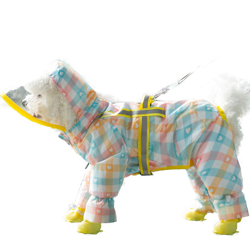 Dog Adorable Raincoat Pet Waterproof 4 Legs Rain coat with Hood  Dog Poncho for Small Medium  Dogs