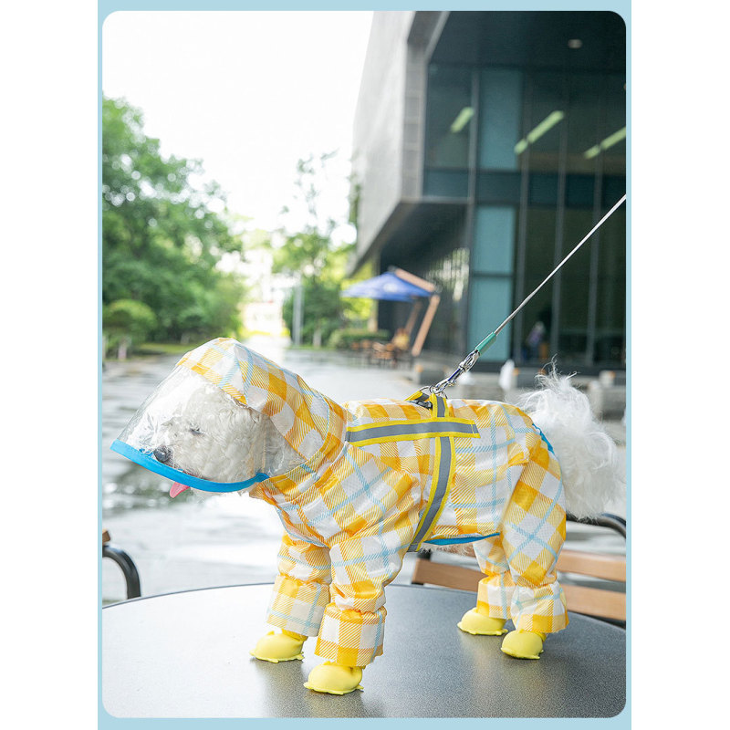 Dog Adorable Raincoat Pet Waterproof 4 Legs Rain coat with Hood  Dog Poncho for Small Medium  Dogs