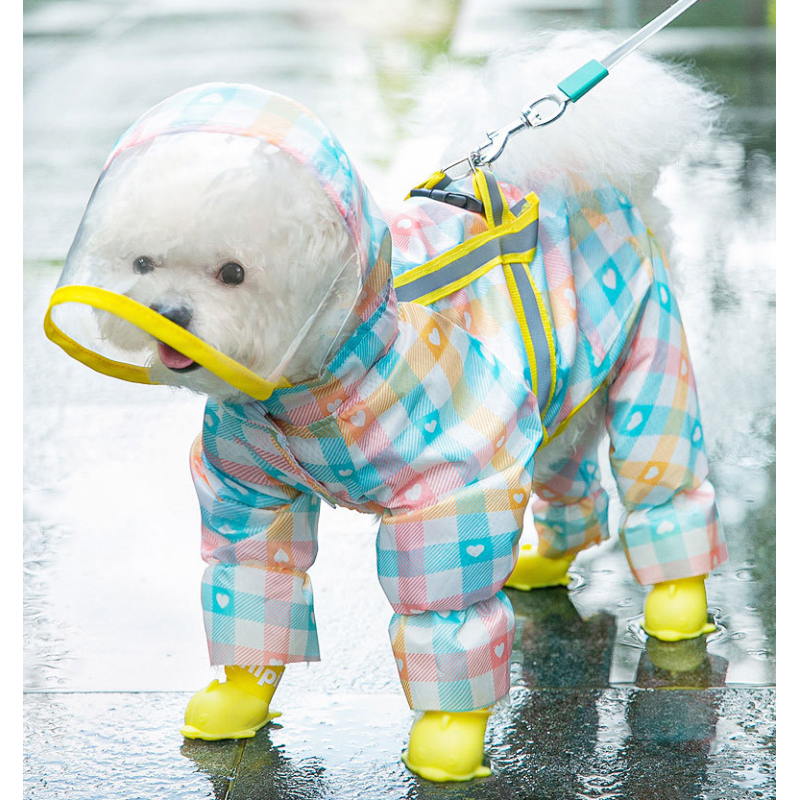 Dog Adorable Raincoat Pet Waterproof 4 Legs Rain coat with Hood  Dog Poncho for Small Medium  Dogs