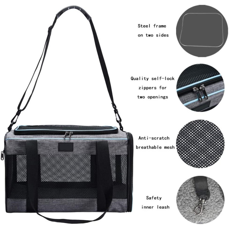 Breathable Soft Sided Pet Carrier Bag Removable For Cats Outdoor Use Camping And Party