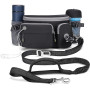 Adjustable Waist Belt Dog Leash with Waist Bag Reflective Stitches for Walking Training Hiking