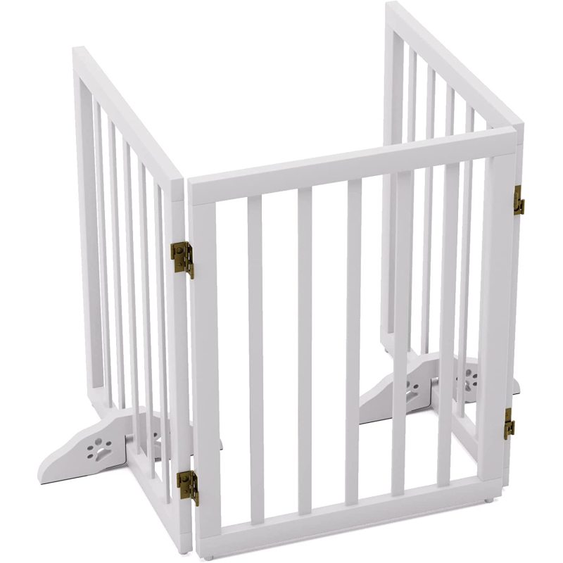 Dog Gates for The House Folding Pet Gate Indoor with 2PCS Support Feet Wooden Dog Gate for Stairs Extra Wide Dog Gate