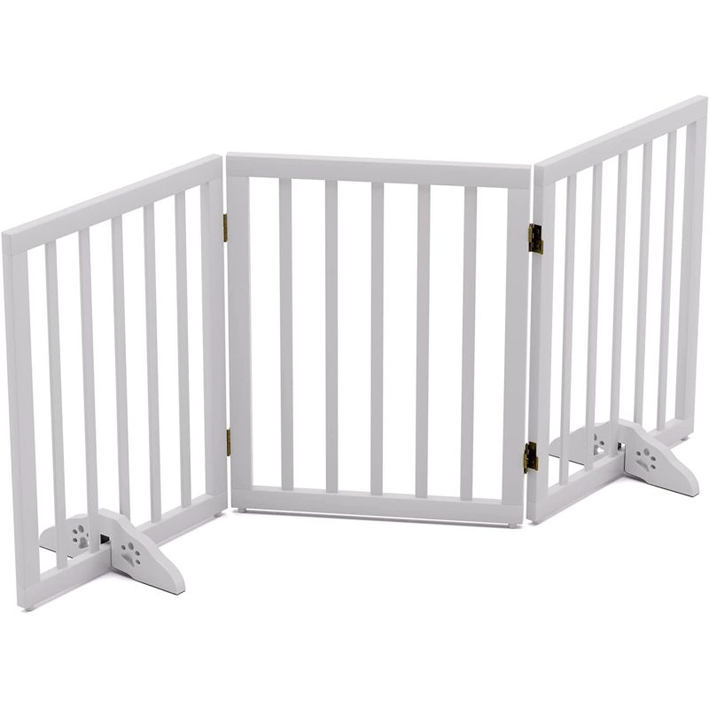 Dog Gates for The House Folding Pet Gate Indoor with 2PCS Support Feet Wooden Dog Gate for Stairs Extra Wide Dog Gate