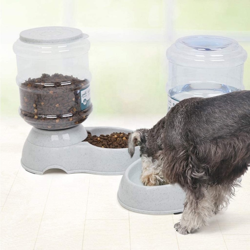Pet Water Feeder Slow Dispenser Automatic Pet Waterer Dog Cat Kitten Water Food Combo Gravity Water Drinking Fountain