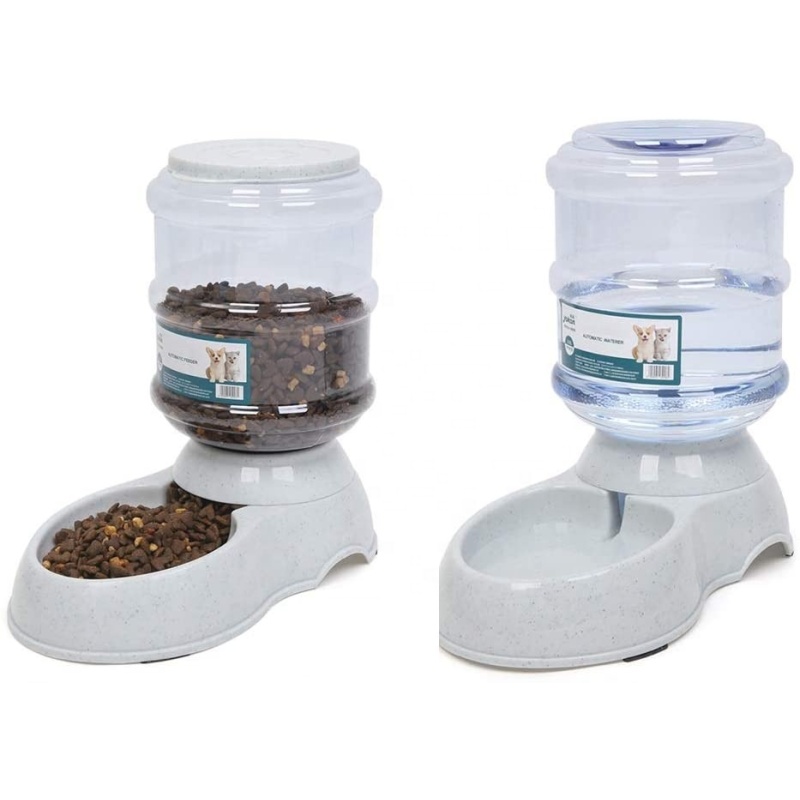 Pet Water Feeder Slow Dispenser Automatic Pet Waterer Dog Cat Kitten Water Food Combo Gravity Water Drinking Fountain