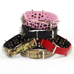 Amazon Top Sell Pu Punk Fashion Spike Dog Collar Cusp Rivets Studded Puppy Pet Collar For Big Dog