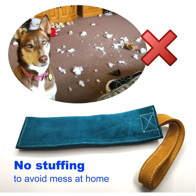No Stuff Squeaky Leather Dog Bite Tug Toy Indestructible Durable Pull Toys Wholesale