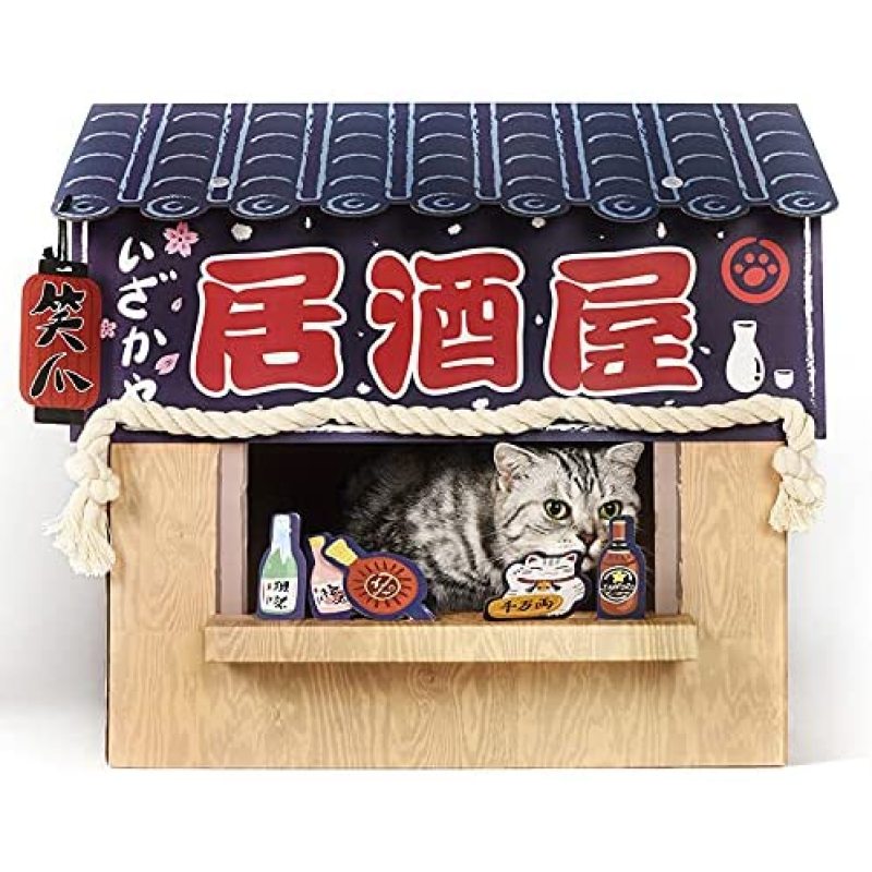 Japanese Style Cardboard Izakaya Bar Cat Condo Scratcher For Cat Sleep