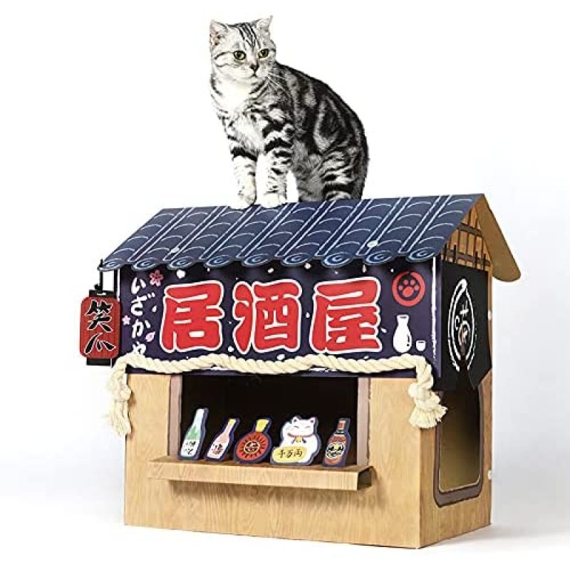 Japanese Style Cardboard Izakaya Bar Cat Condo Scratcher For Cat Sleep