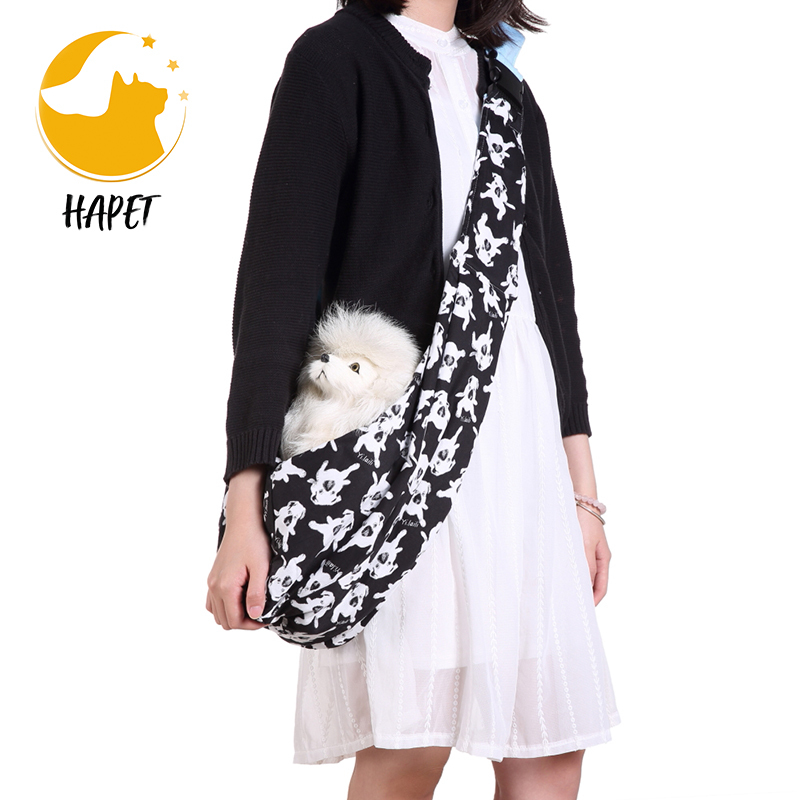 Reversible Small Medium Dogs Cats Sling Carrier Bag Purse Pouch Travel Hand-Free Pet Backpack