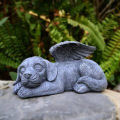 Angel Dog Memorial Stones Statue Sleeping Ornament for Passing Away Bereavement Pet Memorial Gifts