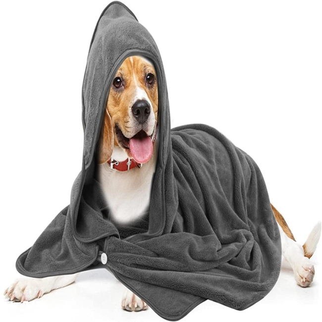 Custom Design Manufacturing Microfiber Oversized Hooded Bath Pet Towel for Dogs and Cats