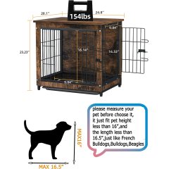Wooden Dog Crate Furniture: Pets Modern Side Coffee Table Crates Kennel Topper with Removable Tray - Inside Home Decor Animal Me