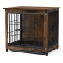 Wooden Dog Crate Furniture: Pets Modern Side Coffee Table Crates Kennel Topper with Removable Tray - Inside Home Decor Animal Me