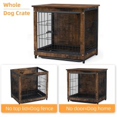 Wooden Dog Crate Furniture: Pets Modern Side Coffee Table Crates Kennel Topper with Removable Tray - Inside Home Decor Animal Me