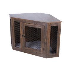 Wooden Dog Crate Furniture: Pets Modern Side Coffee Table Crates Kennel Topper with Removable Tray - Inside Home Decor Animal Me