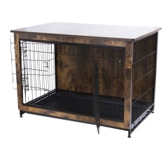 Wooden Dog Crate Furniture: Pets Modern Side Coffee Table Crates Kennel Topper with Removable Tray - Inside Home Decor Animal Me