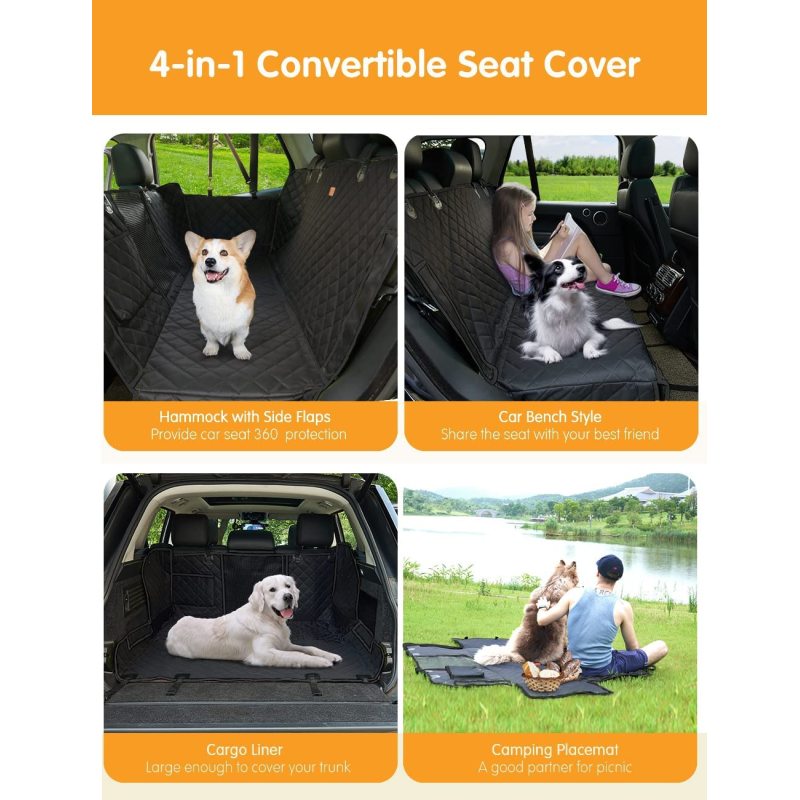 Dog Car Seat Cover Dog Hammock with Big Mesh Window Pets Dog Back Seat Cover Protector
