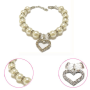 Colorful Custom Cheap Small Pu Leather Diamond Adjustable Cat Collar Peach heart pendant pearl dog necklace