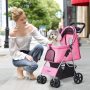 Pet Stroller, Cat Dog Stroller for Medium Small Dog with Storage Basket Foldable Lightweight Dog Carrier Trolley