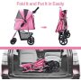 Pet Stroller, Cat Dog Stroller for Medium Small Dog with Storage Basket Foldable Lightweight Dog Carrier Trolley