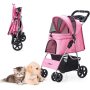 Pet Stroller, Cat Dog Stroller for Medium Small Dog with Storage Basket Foldable Lightweight Dog Carrier Trolley
