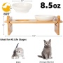 Elevated Dog Ceramic Bowls, 32 OZ Raised Food Feeding Dishes for Large Cats and Medium Dogs, Solid Bamboo Water Stand Feeder Set