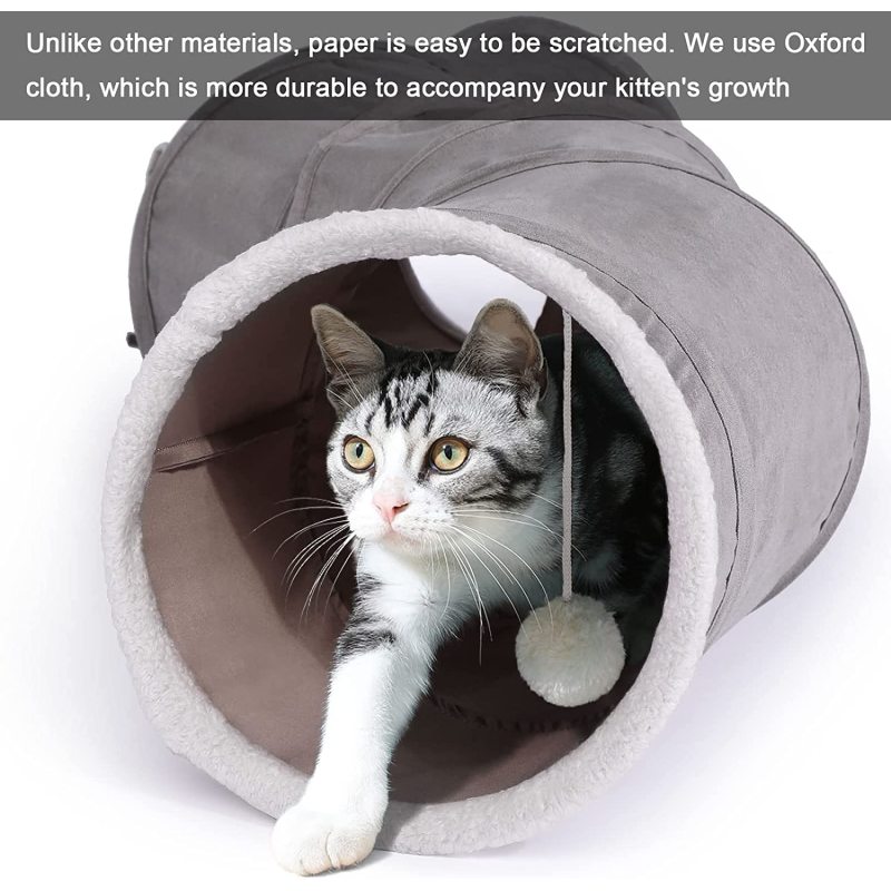 Collapsible Cat Play Cat Tunnel Outdoor In Door with Interactive Feather Wand Large Pet Tube Toy