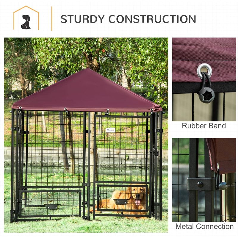 Weather Resistant Outdoor Metal Dog Kennel Bowl Holders