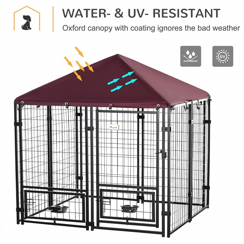 Weather Resistant Outdoor Metal Dog Kennel Bowl Holders