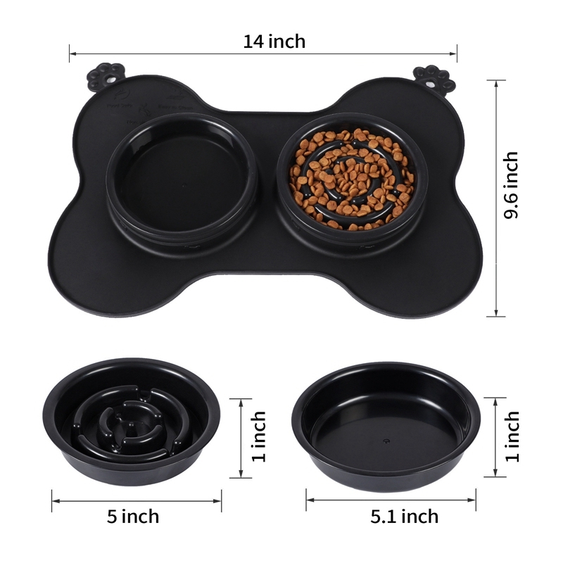 Wholesale Custom Covered Pet Food Bowl Silicone Pet Slow Food Anti-Choking Dog Double Raised Bowl
