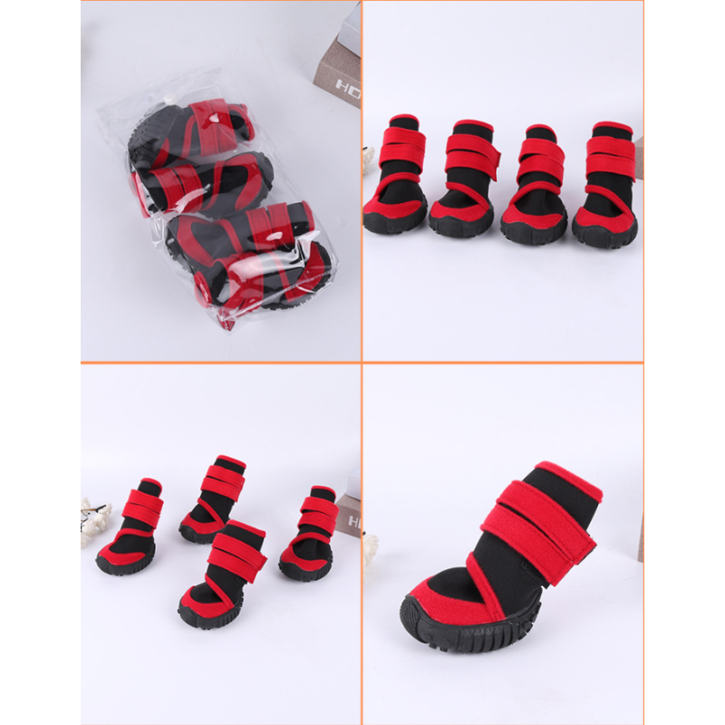 Waterproof Dog Shoes Adjustable Straps Dog Boots Rugged Anti-Slip Sole Paw Protectors for All Weather