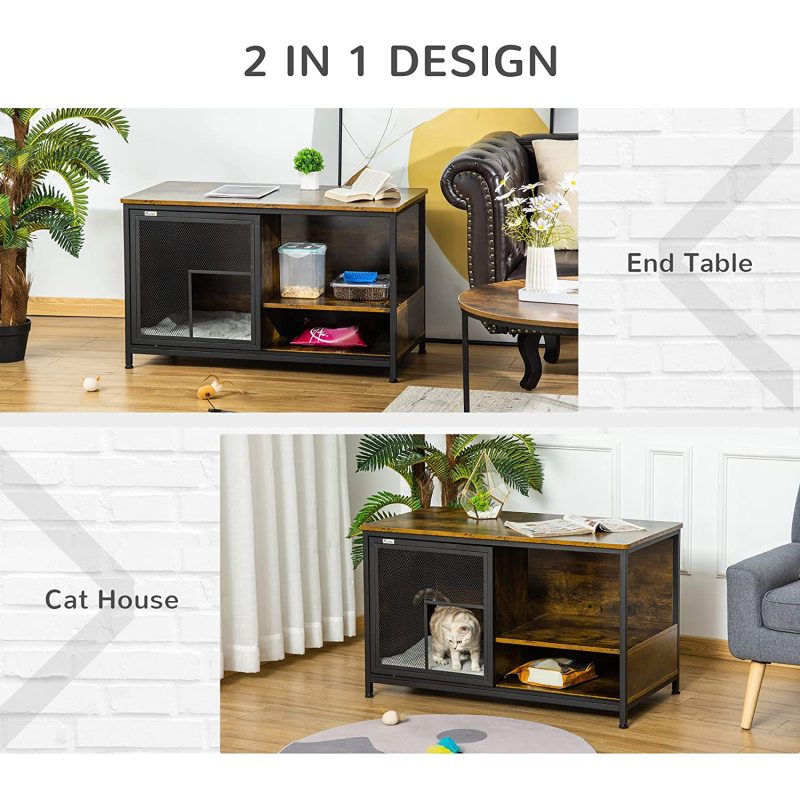 Cushion and Sliding Doors Steel End Table Pet House Furniture Style