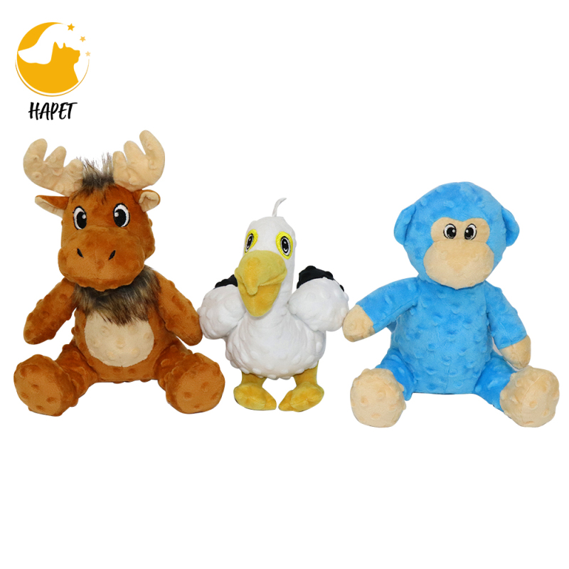 Amazon Hot Sale Durable Custom Forest Animals Squeaky Plush toys Dog Chewing Toys 3 in 1 Set