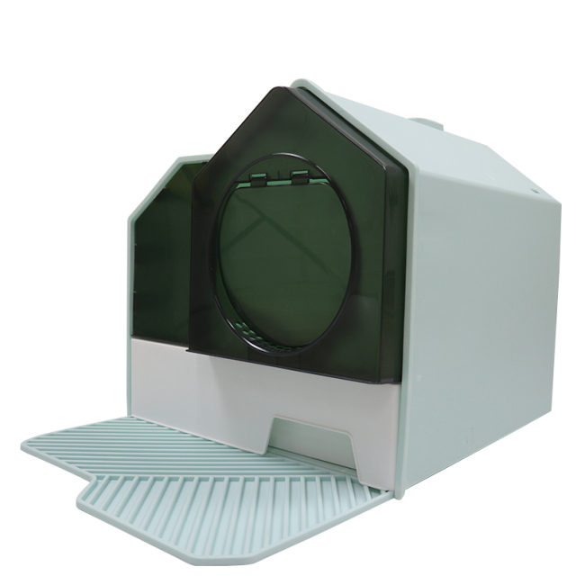 Foldable Cat Litter Box with Lid Extra Large Covered with Litter Mat and Scoop Easy to Clean Litter Pan