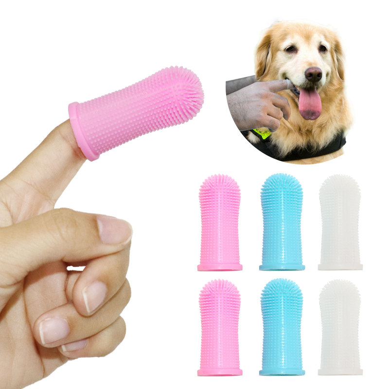 Full Surround Bristles for Easy Teeth Cleaning Silicone Pet Tooth Brush 360 Degree Pet Finger Toothbrush