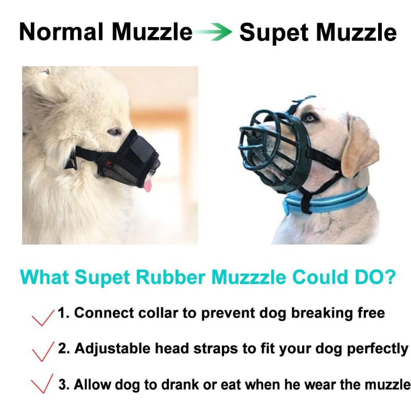 Dog Muzzle, Soft Rubber Basket Muzzle Cage Muzzle for Small Medium Large Dogs, Allows Panting and Drinking