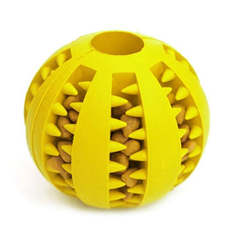 Dog Toy Ball Nontoxic Bite Resistant Toy Ball for Pet Dogs Puppy Cat Dog Pet Food Treat Feeder Chew Tooth Cleaning Ball