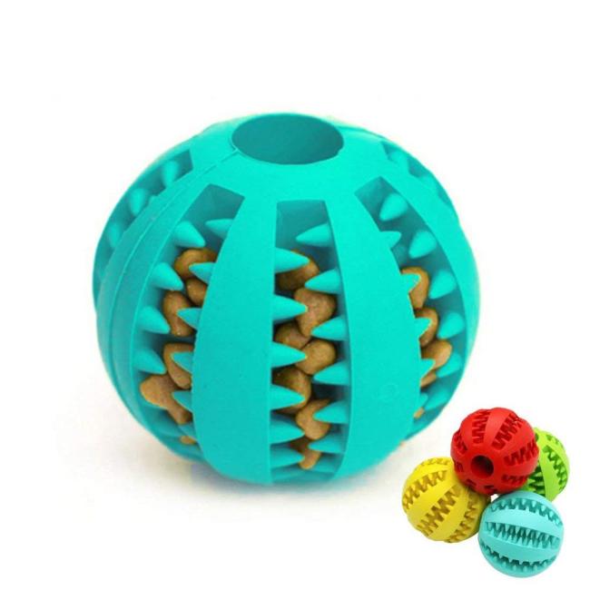Dog Toy Ball Nontoxic Bite Resistant Toy Ball for Pet Dogs Puppy Cat Dog Pet Food Treat Feeder Chew Tooth Cleaning Ball