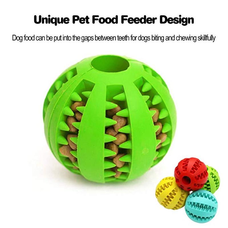 Dog Toy Ball Nontoxic Bite Resistant Toy Ball for Pet Dogs Puppy Cat Dog Pet Food Treat Feeder Chew Tooth Cleaning Ball