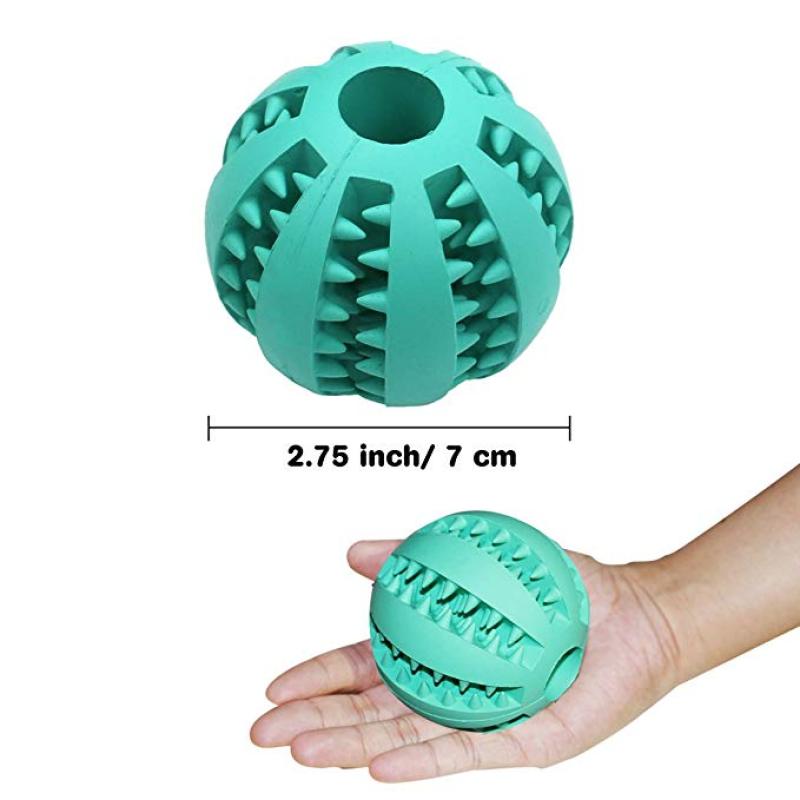 Dog Toy Ball Nontoxic Bite Resistant Toy Ball for Pet Dogs Puppy Cat Dog Pet Food Treat Feeder Chew Tooth Cleaning Ball