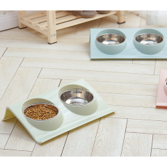 Wholesale pet food bowl duress stainless steel double bowl splash-proof non-slip Puppy Food Portable Slow Feeder