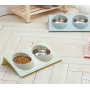 Wholesale pet food bowl duress stainless steel double bowl splash-proof non-slip Puppy Food Portable Slow Feeder