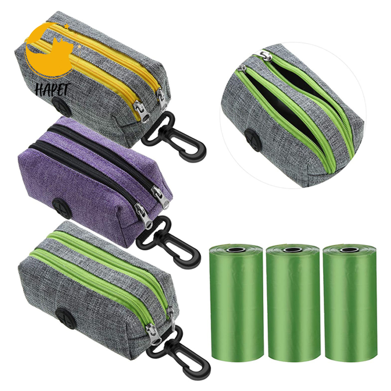 Dog Poop Bag Holder Attaches, Includes 1 Roll of Poop Bags, Waste Bag Dispenser and Lightweight Fabric