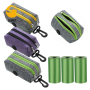 Dog Poop Bag Holder Attaches, Includes 1 Roll of Poop Bags, Waste Bag Dispenser and Lightweight Fabric